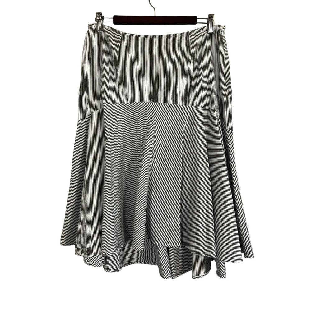 Sundance Striped Maxi Skirt Gray 8 Preppy Classic Chic Neutral Minimalist Artsy